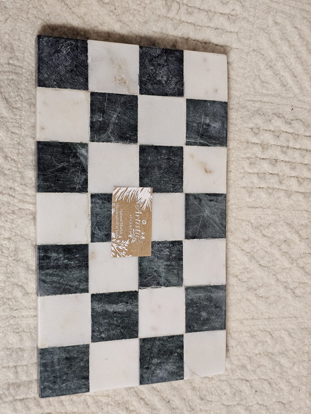 Checkerboard Marble Serving/Decor Tray - Black & White FIRM PRICE